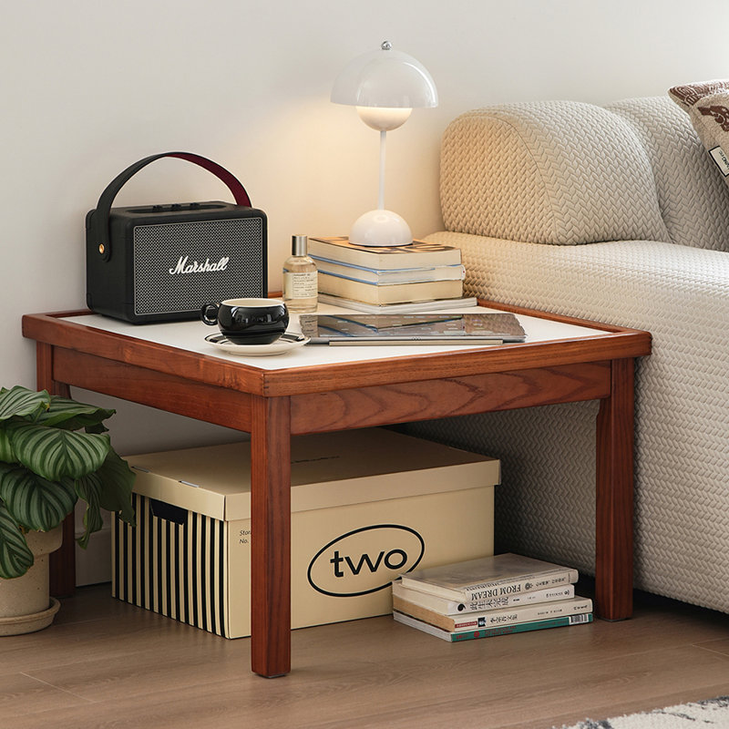 Solid wood rock panel check coffee table