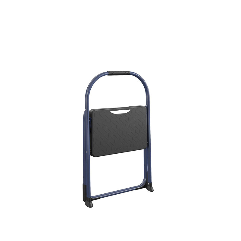 Navy Foldable Steel 1-Step Step Stool with Slip-Resistant Steps