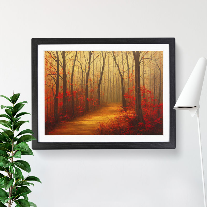 Cheerful Autumn Forest - Single Picture Frame Painting, Black, 34cm H x 46cm W x 2cm D
