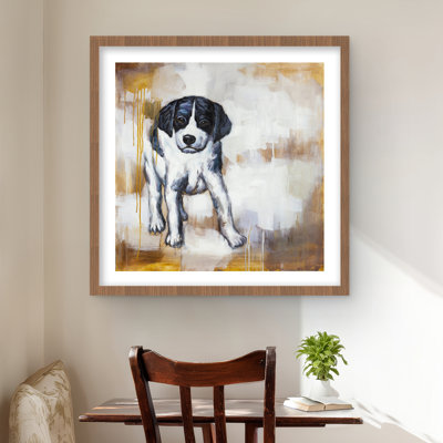 Curieux chiot - impression encadrée mat pour la décoration intérieure