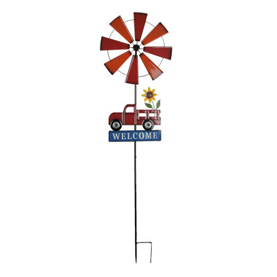 Enjoliveur de jardin en métal résistant aux intempéries avec un émail jaune et bleu émaillé Kast - 72,25 po x 20 po x 3 po