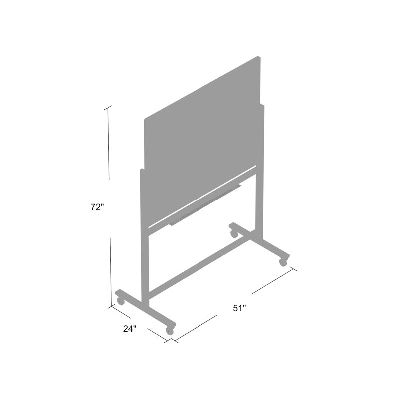 Freestanding Glass Reversible Magnetic Medium - 4' - 6' Glass Board, 72" x 51"