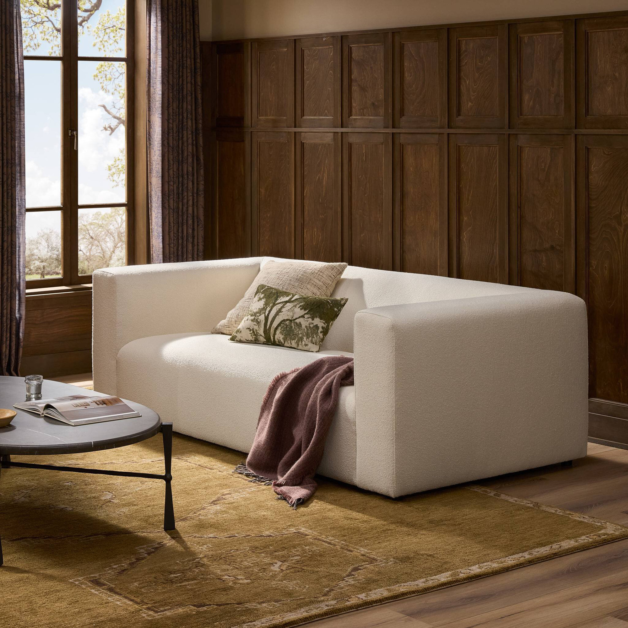 Cayson 89'' Upholstered Sofa, Fayette Cloud