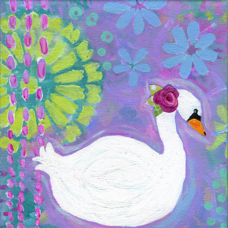 «Swan 2» par Jill Lambert, reproduction sur toile tendue, H 40 po x l 40 po x P 1,5 po