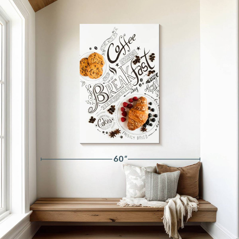 Yarlin Breakfast Typography Pastries, 45" H x 30" W