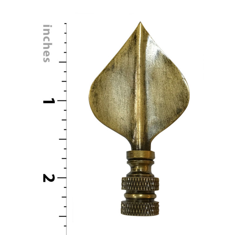 Faîteau lampe à feuille pique, Laiton antique