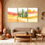Cactus, paysage désertique avec cactus et coucher de soleil, ensemble de 3 impressions sur toile-1649797620