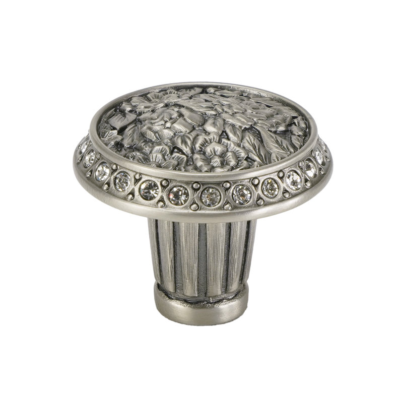 NANTUCKET NANTUCKET KNOB DECORATED WITH LIGHT COLORADO TOPAZ SWAROVSKI CRYSTALS IN BURNISHED BRASS PLATE, Antique Nickel