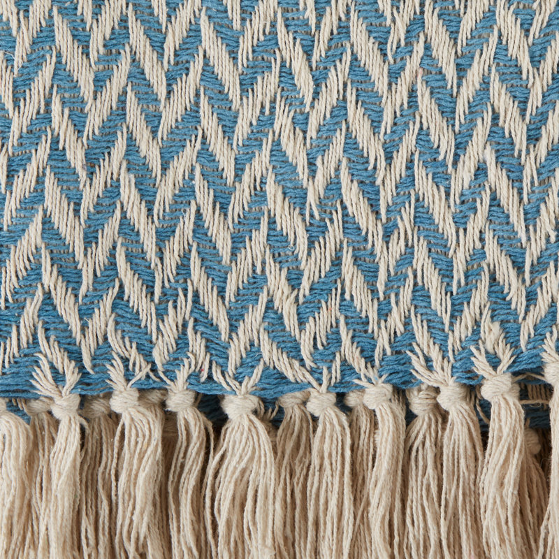 Jeté 100% coton , Bleu tempête
