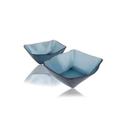 Ensemble de bols élégants 6 pièces en verre bleu, 5,7 po x 5,9 po | 100% verre durable, va au lave-vaisselle | Parfait pour servir et mélanger, design élégant pour la maison et la cuisine
