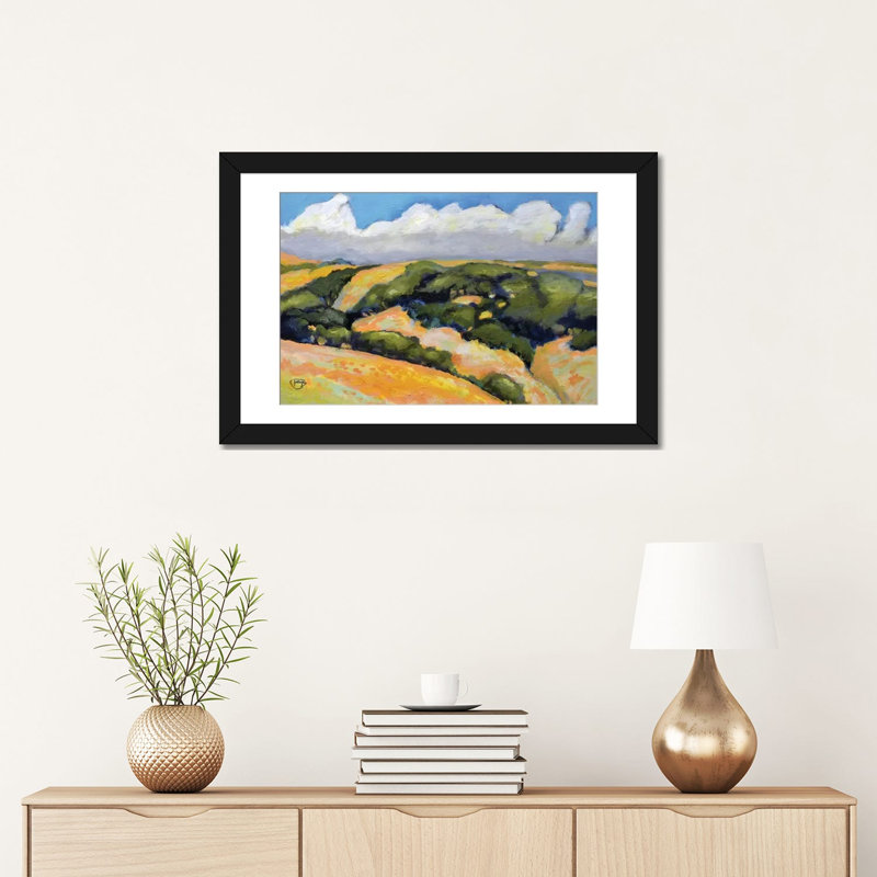 « clouds on summer hills », reproduction sur toile, Papier d'art encadré noir, H 16 po x l 24 po x P 1 po