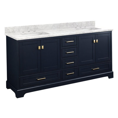 Quen 72" Freestanding Double Basin Vanity Set with Cabinet, Vanity Tops