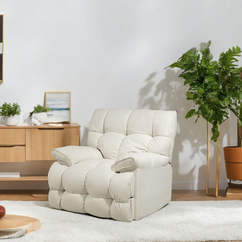Fauteuil inclinable pivotant Lounge On Double, Crème