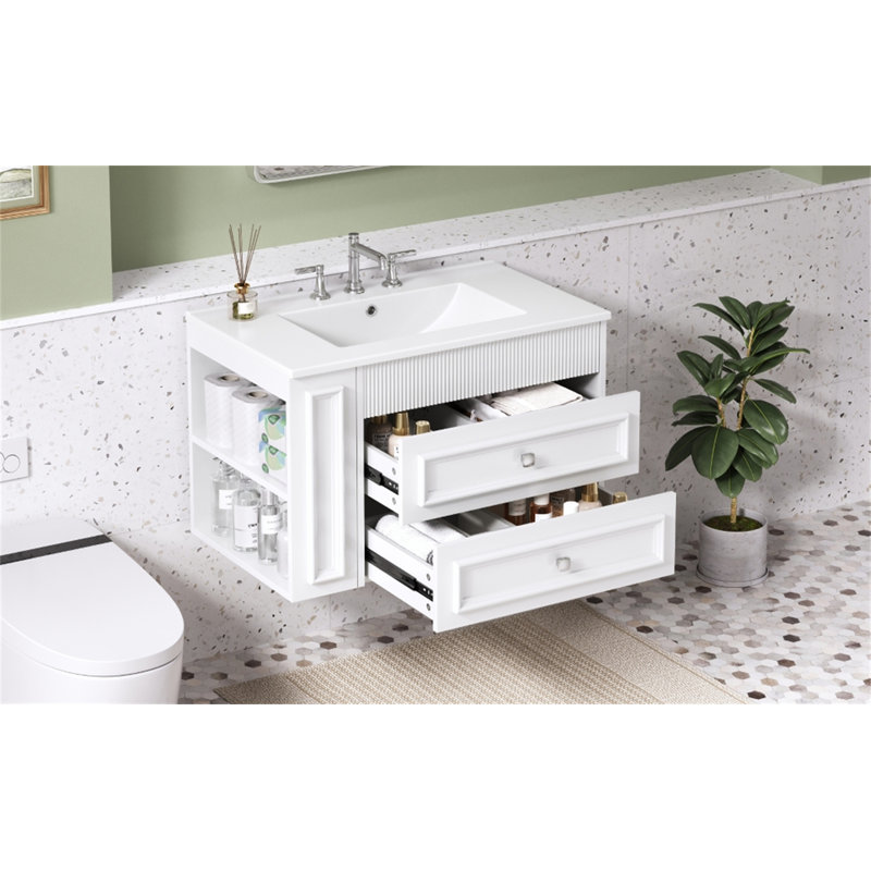 30'' Wall Mounted Bathroom Vanity, White