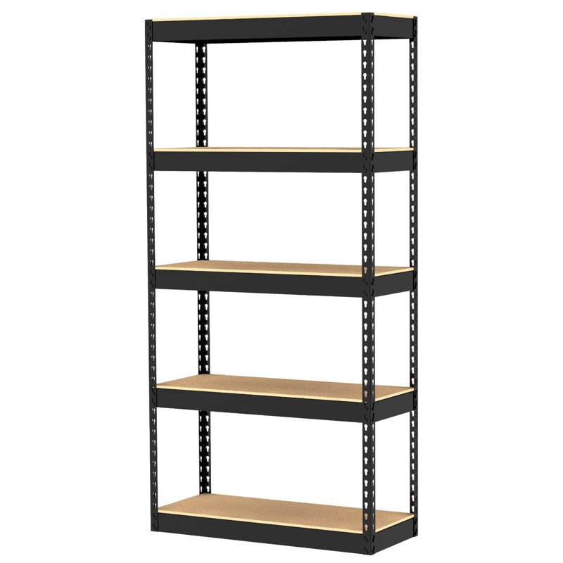 Jshin Steel Height -Adjustable Storage Rack, Black, 72" H x 34" W x 14" D