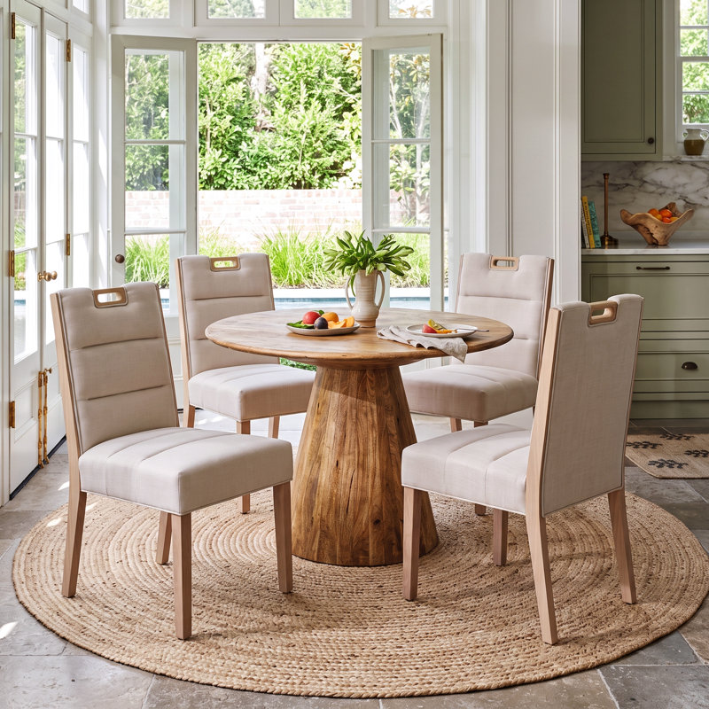 Chaises de salle à manger rembourrées Vertex Mid-Century, 2, Coussin beige / structure en noyer