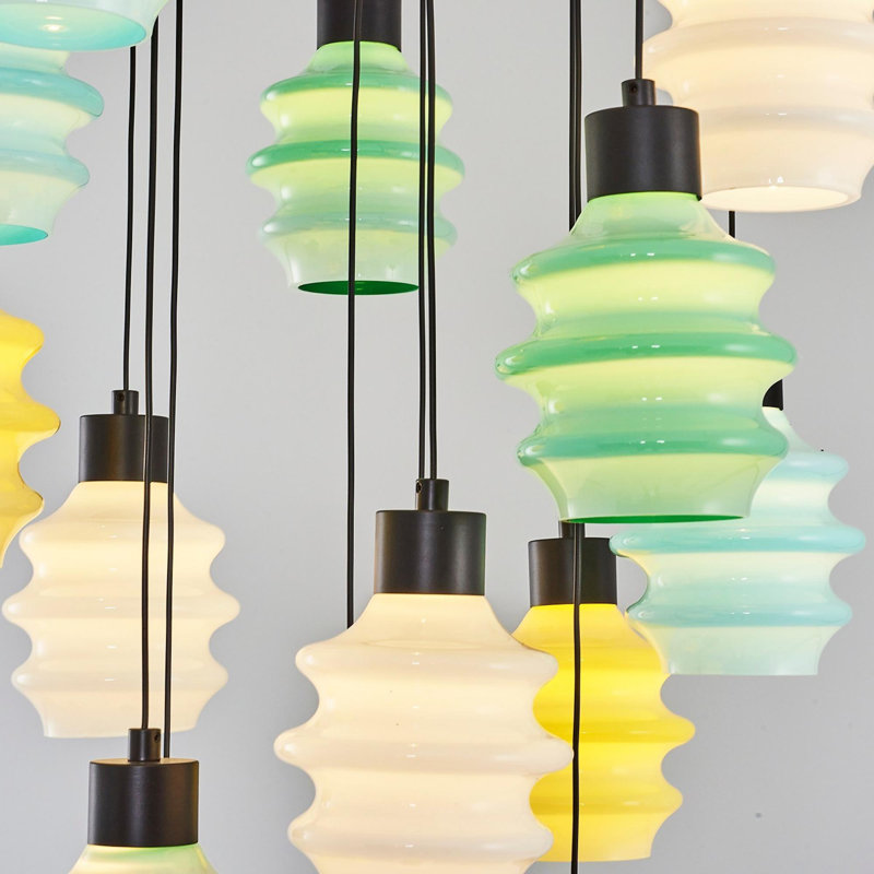 Elegant Metal Chandelier, 44 cm Diameter (Approx. 17.3 inches), Height: 47.2 inches | Includes Glass Cap, 16 x 3.12 W LED Sockets, 3000 K Warm Light, 5000 Lumen Brightness | Perfect for Dining Room, Living Room, and Entryways