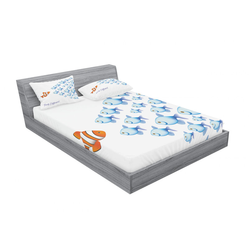«Words with Outsider Fish contre toutes les autres» Ensemble de draps, Taies d'oreiller pour grand lit