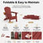 Chaises Adirondack pliantes en PEHD, texture bois, porte-gobelet, matériau PEHD toutes saisons-133607795