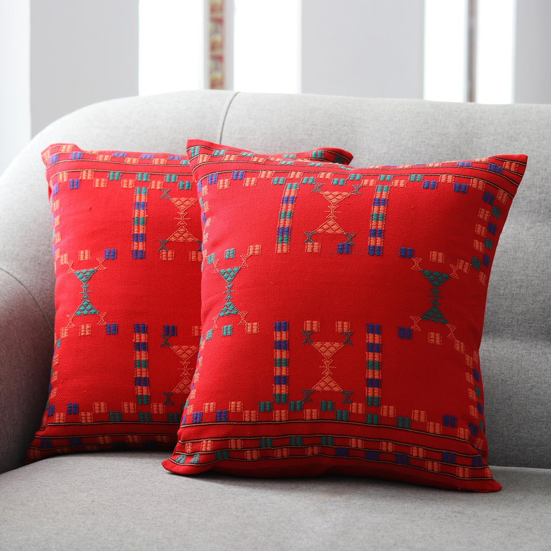 Sequences Cotton Pillow Cover (Set of 2) Novica