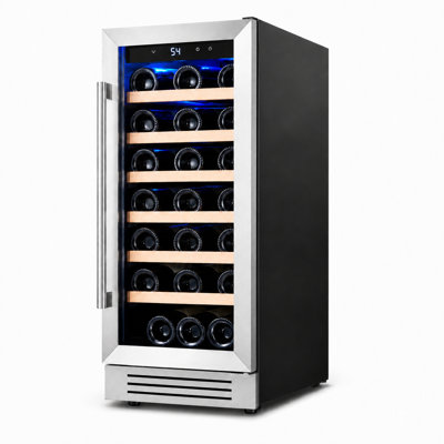 Yeego 15" Single Zone Built-In Under Counter Wine Cooler, 33 Bottle Compressor Wine Refrigerator