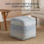 Arden 16' Blue and Natural Upholstered Pouf Ottoman-1785377181