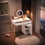 31.5'' Makeup Vanity Desk With Lighted Mirror, Luxury Dressing Table With 2 Drawers And 1 Cabinet, 3 Lighting Modes Available For Bedroom, White-Gold