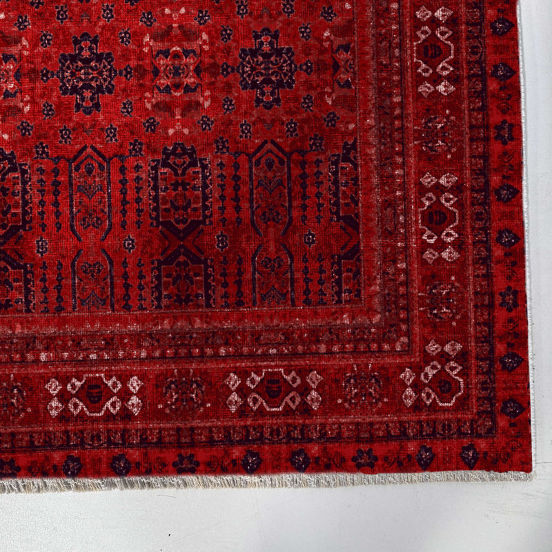 Chenille en coton rouge bordeaux kilim à base antidérapante kilim, Rectangle 3 pi 4 po x 11 pi 6 po