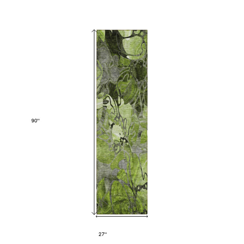 Tapis de couloir intérieur et extérieur vert 8 pi