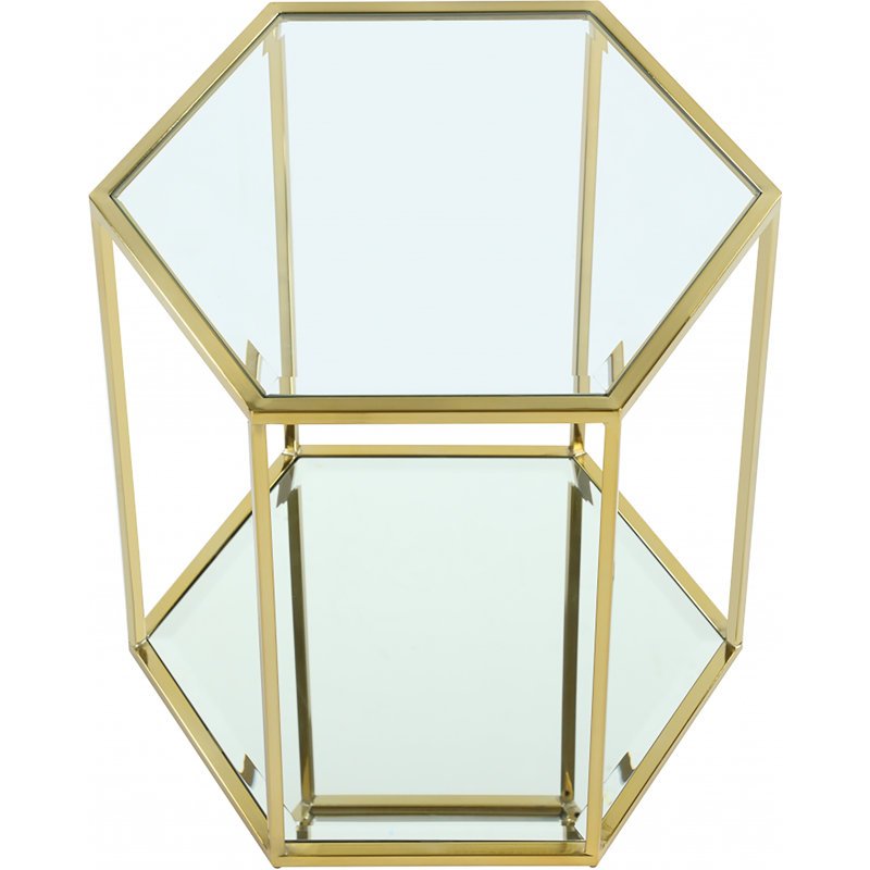 Sei Glass Top Floor Shelf End Table Storage, Gold