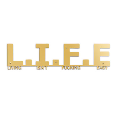 Life Acronym - Bold Inspirational Modern Abstract Wall Accent Sculpture Hanging Decoration Metal Wall Decor