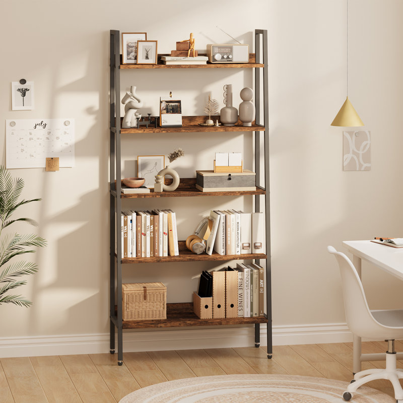 Bibliothèque étroite à 5 niveaux - Rangement en métal pour le salon, la chambre à coucher et le bureau