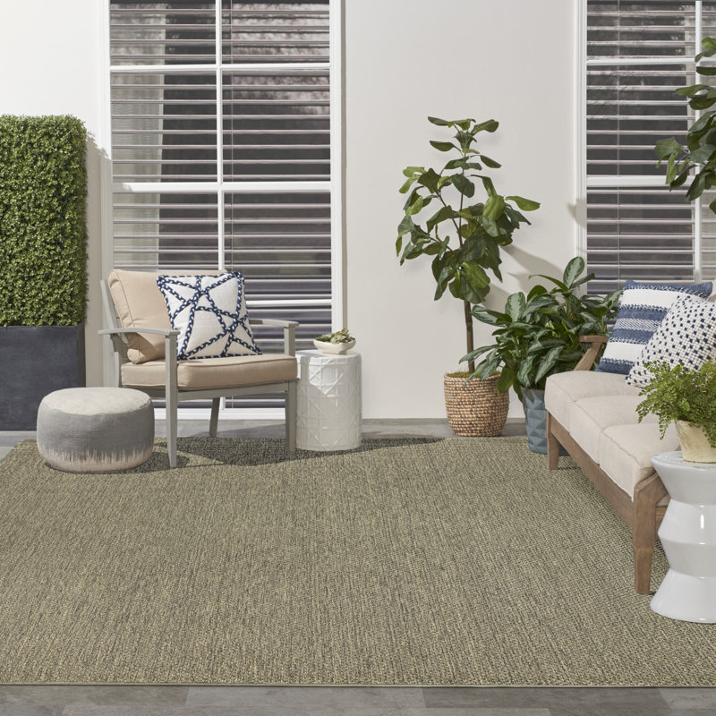 Tapis d'intérieur / extérieur uni Tulum, Rectangle 9 pi x 12 pi, Olive