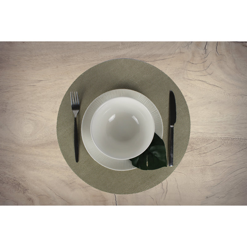 Edenbourgh Animal Print Round Placemat, Grey/Green