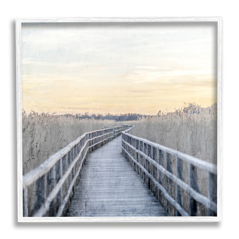 «Boardwalk Reeds», art giclée par Kim Allen, H 17 po x l 17 po x P 1,5 po, Giclée encadrée blanc bord de mer