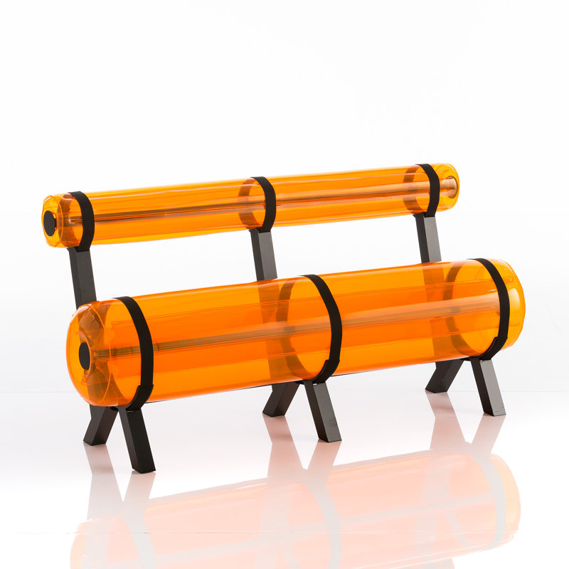 L150 Aluminium And Crystal Black PVC Bench, Orange