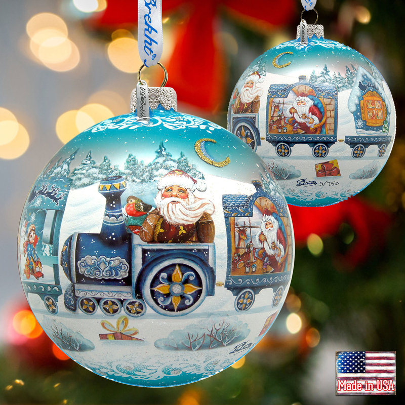 Holiday Splendor 5.5'' Handmade Glass Ball Ornament, 5.5" H x 5" W x 5" D, Christmas 22