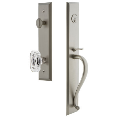 Fifth Avenue One-Piece Handleset with Single Cylinder Deadbolt and S Grip with Baguette Clear Crystal Knob
