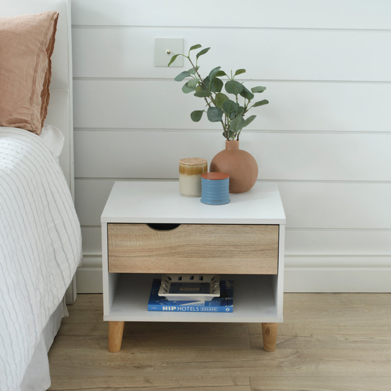 Himes 50cm W Solid Wood Bedside Table