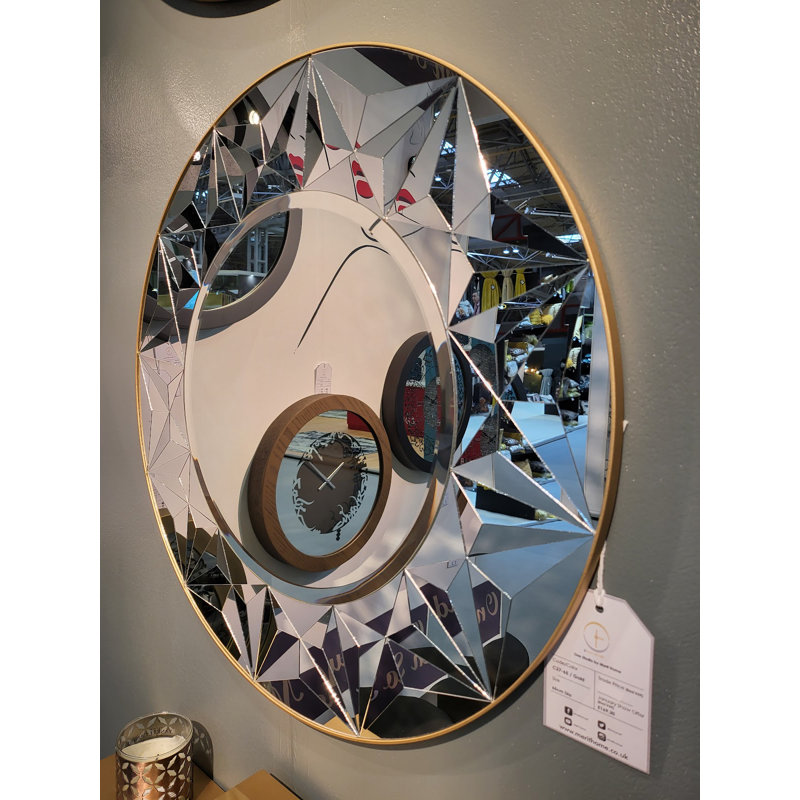 Adenike Engineered Wood Flat Wall Mirror, Gold, 85cm H x 85cm W