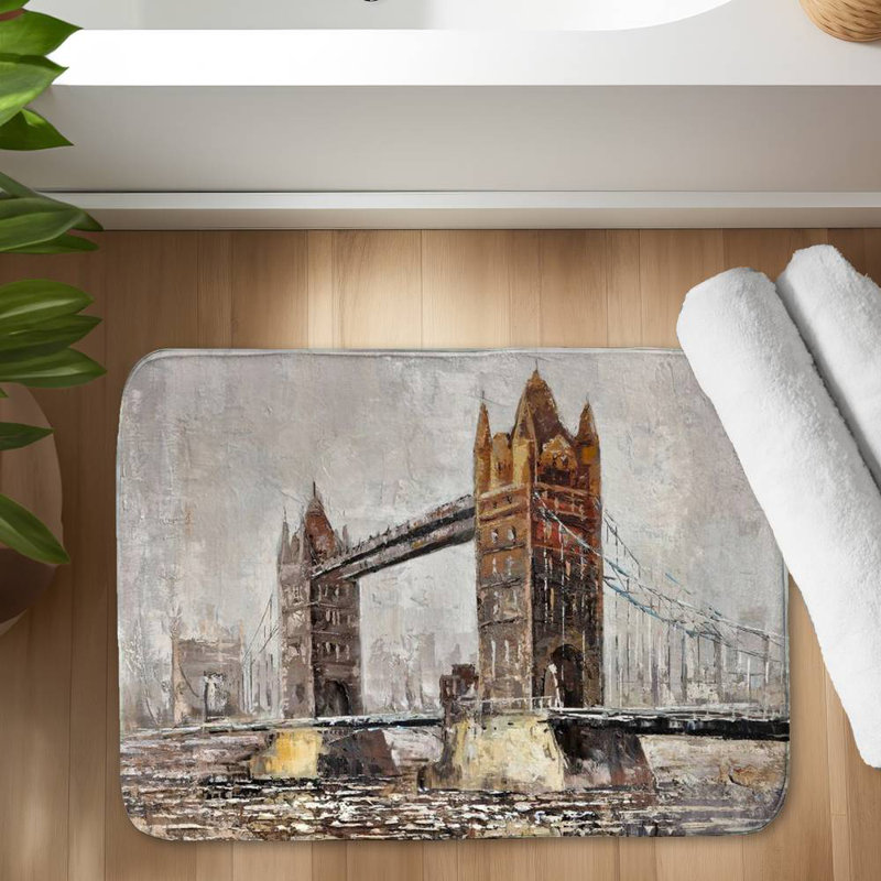London tower bridge Bath Mat with Non-Slip Backing - Quick Dry Memory Foam Bathroom Rug - Absorbent - Modern Plush Spa-Style - Machine Washable