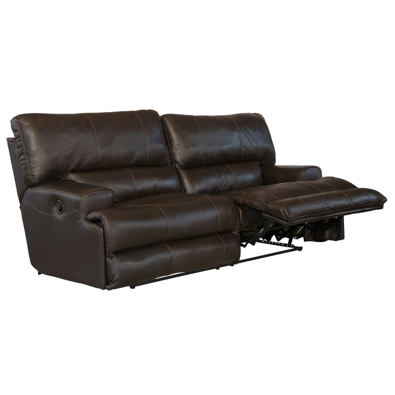 Anjuman 93" Leather Match Reclining Sofa, Chocolate Leather Match, Manual, No