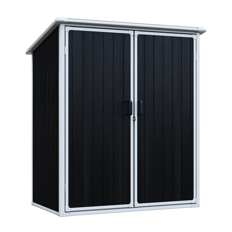 Remise de rangement extérieure 5 pi x 3 pi, armoire en résine imperméable noire, portes verrouillables, protégée, idéale pour les vélos et les outils de jardin, armoire avec étapes d'installation simple, protection, outils de masse pour l'extérieur