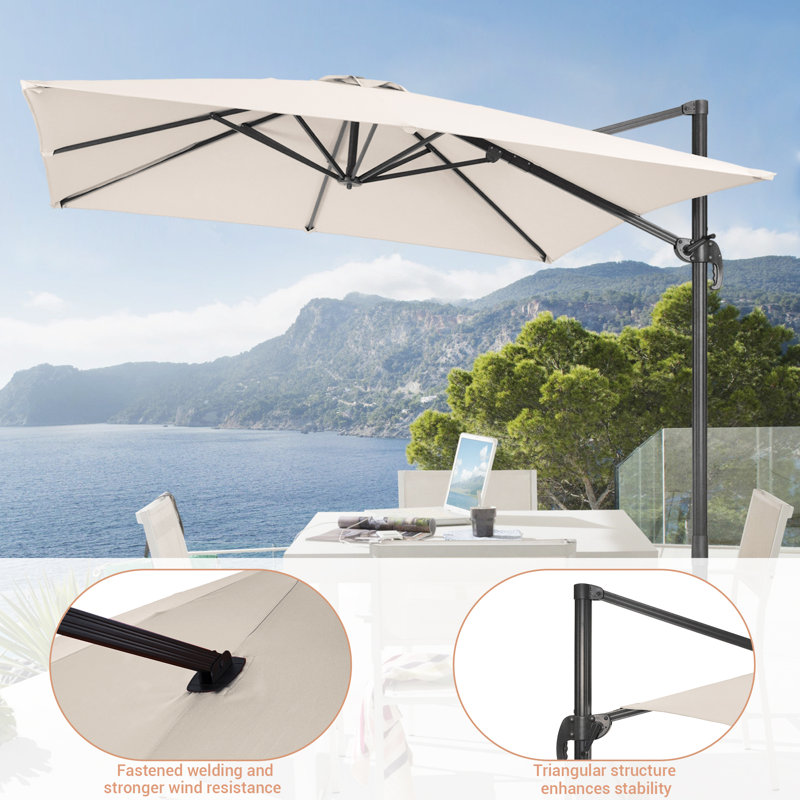 Parasol rectangulaire en porte-à-faux 10 pi x 8 pi Denise, Sable