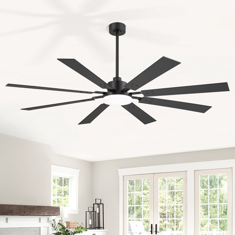 48''/52''/72'' Modern Ceiling Fan with Light, 3CCT LED, Remote Control, 6-Speed Reversible DC Motor, Double-Sided Black/Walnut Blades, Timer, Indoor & Covered Outdoor