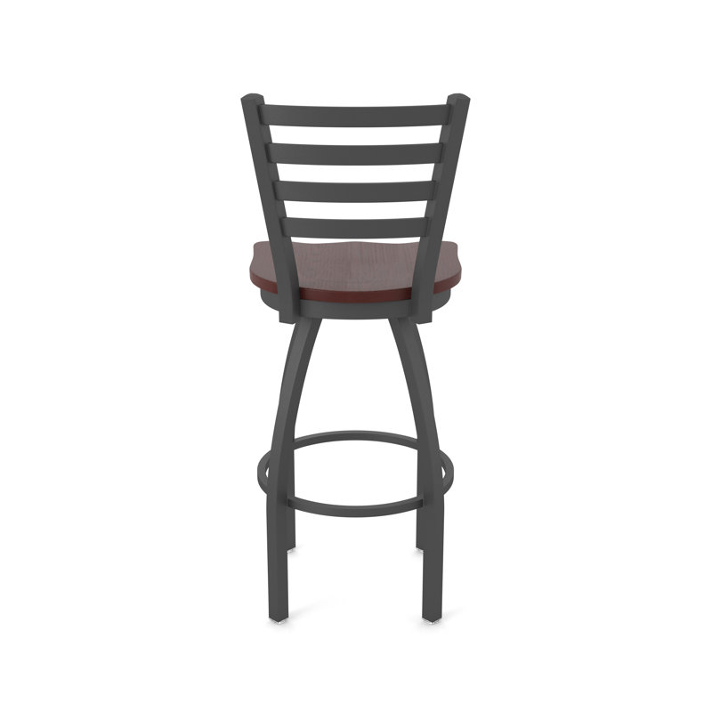Tabouret pivotant Jackie, Bois - Chêne cerisier foncé, Étain, Très grand (siège d'une hauteur de 36 po)
