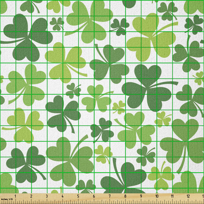 Cupas St Patrick's Day Clover with Irregular Continuous Shamrocks Multi-Purpose Fabric