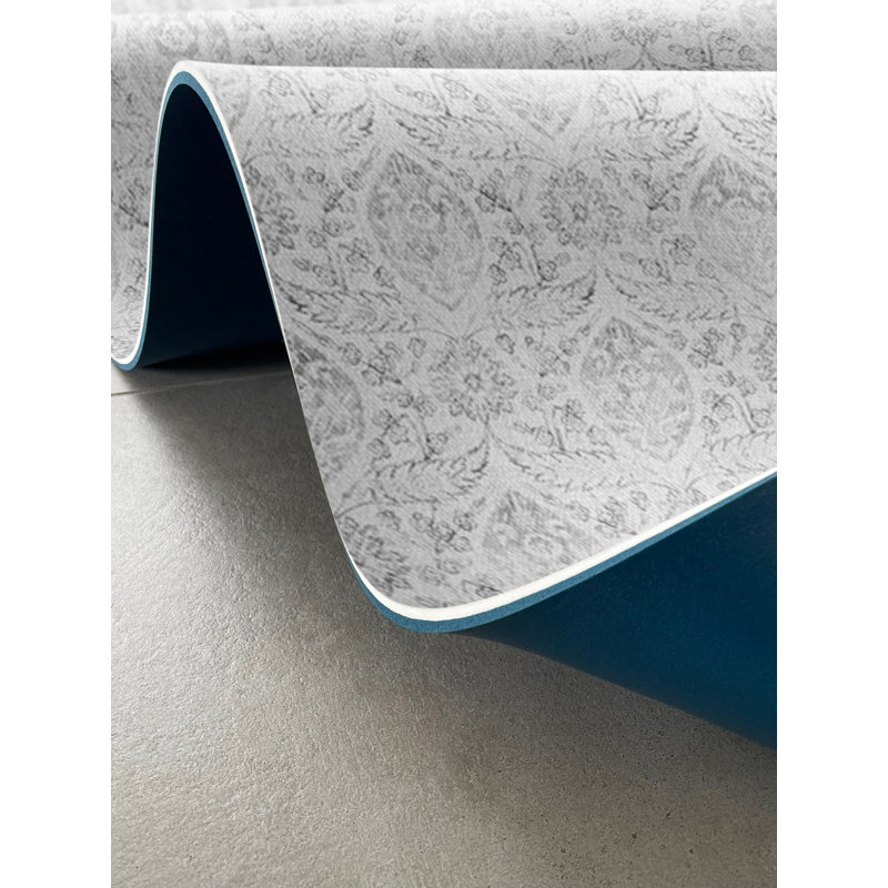 Agra Gray Cushioned Kitchen Mat, Rectangle 3' x 9'