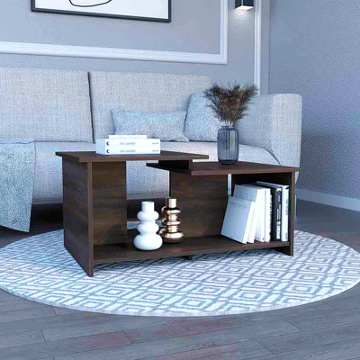 Table basse Wema 3, tablette inférieure ouverte - Espresso