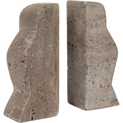 Creative Co-Op Decorative Travertine Wave Bookends, Grey